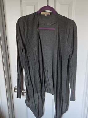 LOFT Charcoal Open-Front Lightweight Cardigan